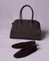 LENI FLAT AND HEIDEE BAG BROWN SUEDE BUNDLE